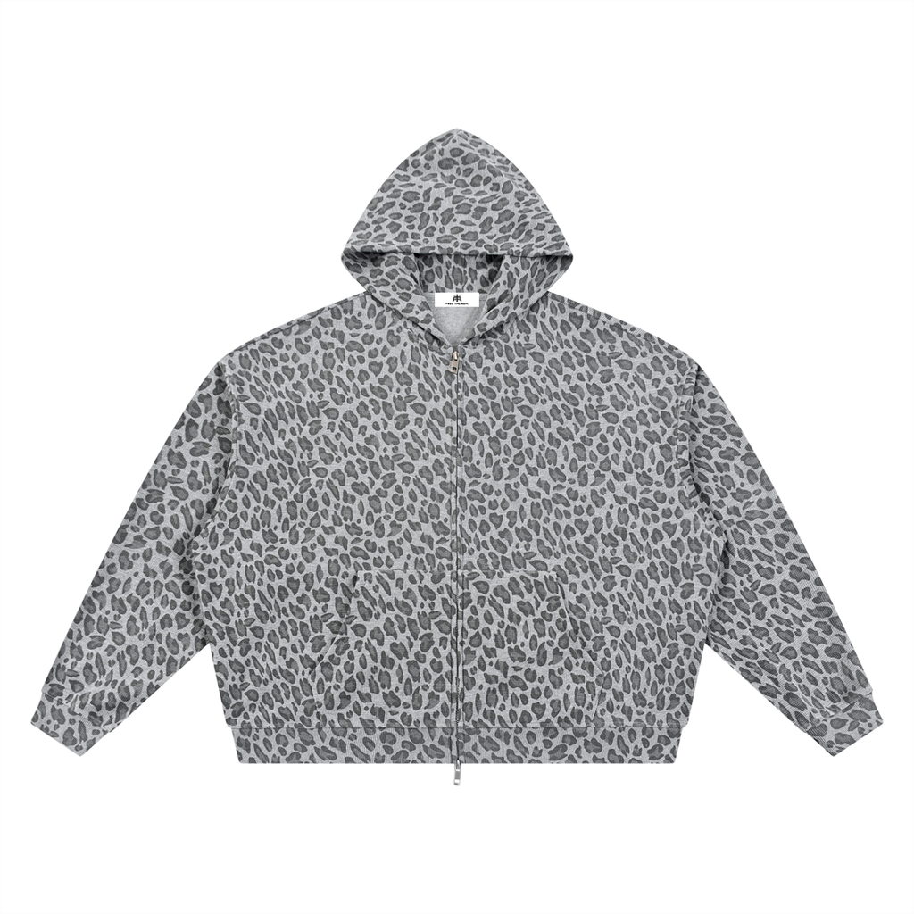 FTR Lightweight Leopard Print Full Zip Hoodie